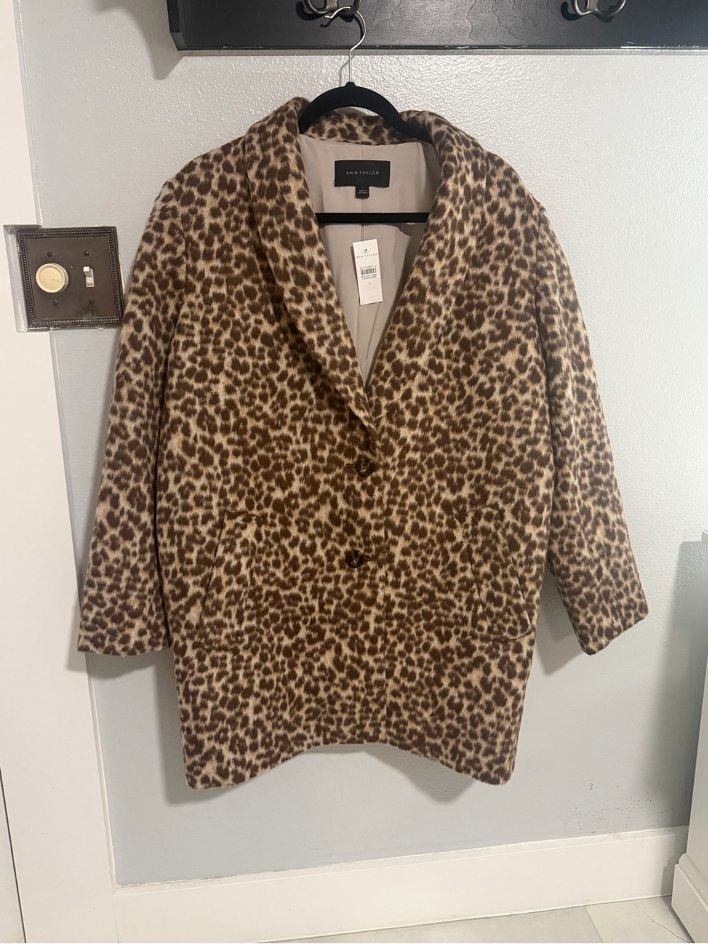 Ann Taylor Leopard Print Pea Coat - Brown - Picture 2 of 4